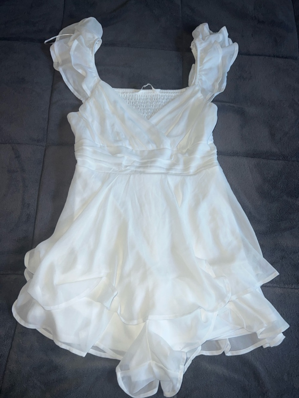 Altar'd State White Ruffled Chiffon Party Dress/Romper